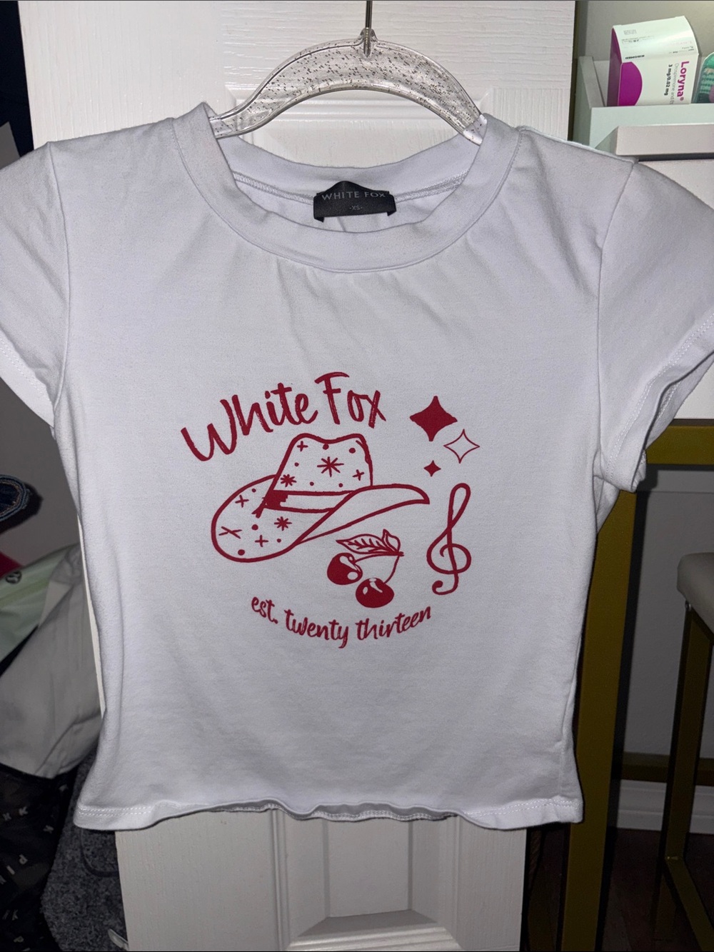 White Fox Boutique White Short Sleeve Tee with Red Western Graphic